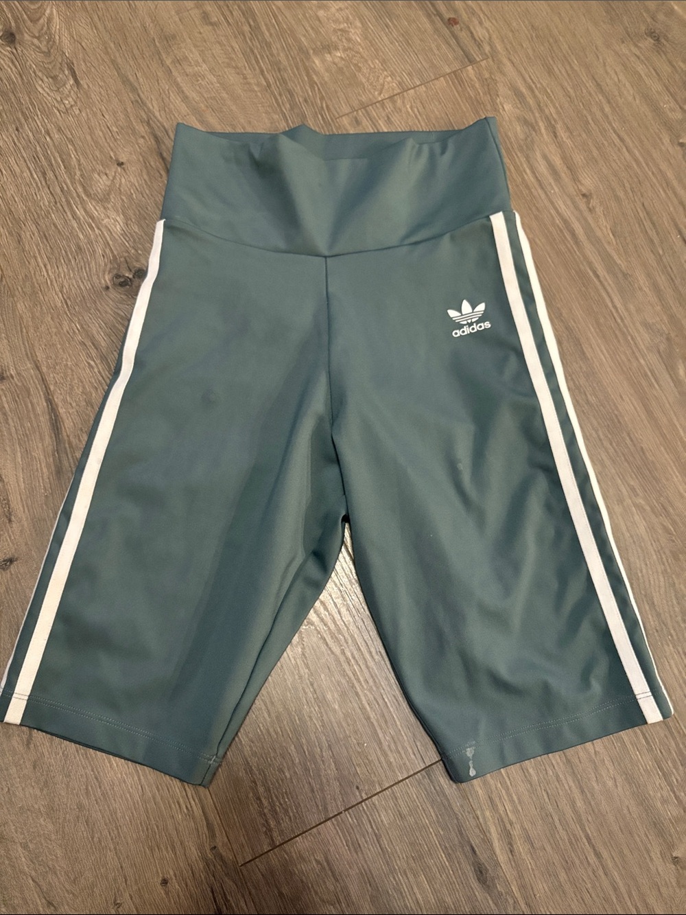 adidas Green Bike Shorts with White Stripes